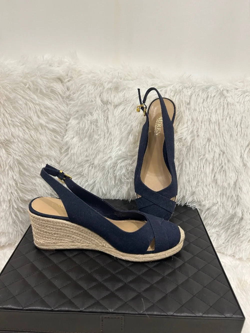 Ralph Lauren Hadly Navy Canvas Espadrilles Women's US size 8.5B